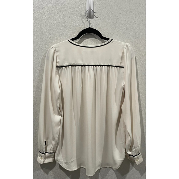LOFT Beige Black Long Sleeve Blouse - Picture 5 of 5